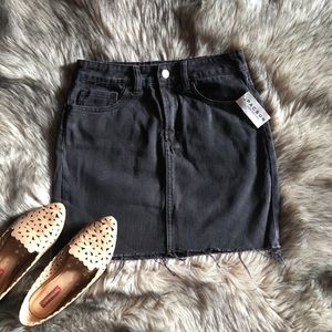 NWT PacSun Distressed Black Jean Skirt